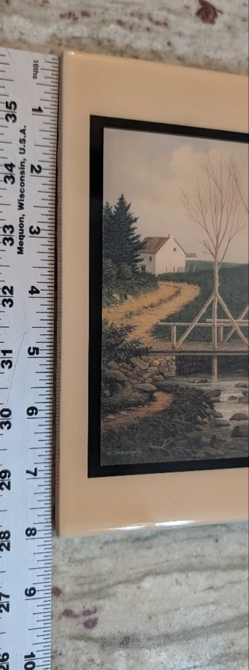 Americana Vintage Charles Wysocki Tile Wall Art Insect Peek Show Country EUC